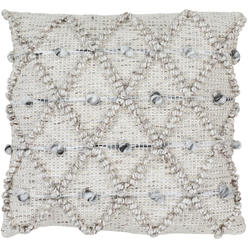 Down Alternative Pillows for Ethical ChoicesAnders Hand Woven Pillow in Cream & Light Gray