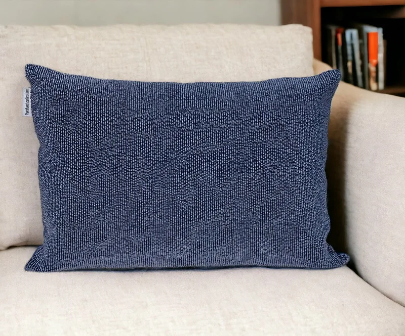 Plush Pillows for a Cozy BedShimmering Blue Beaded Luxury Throw Pillow