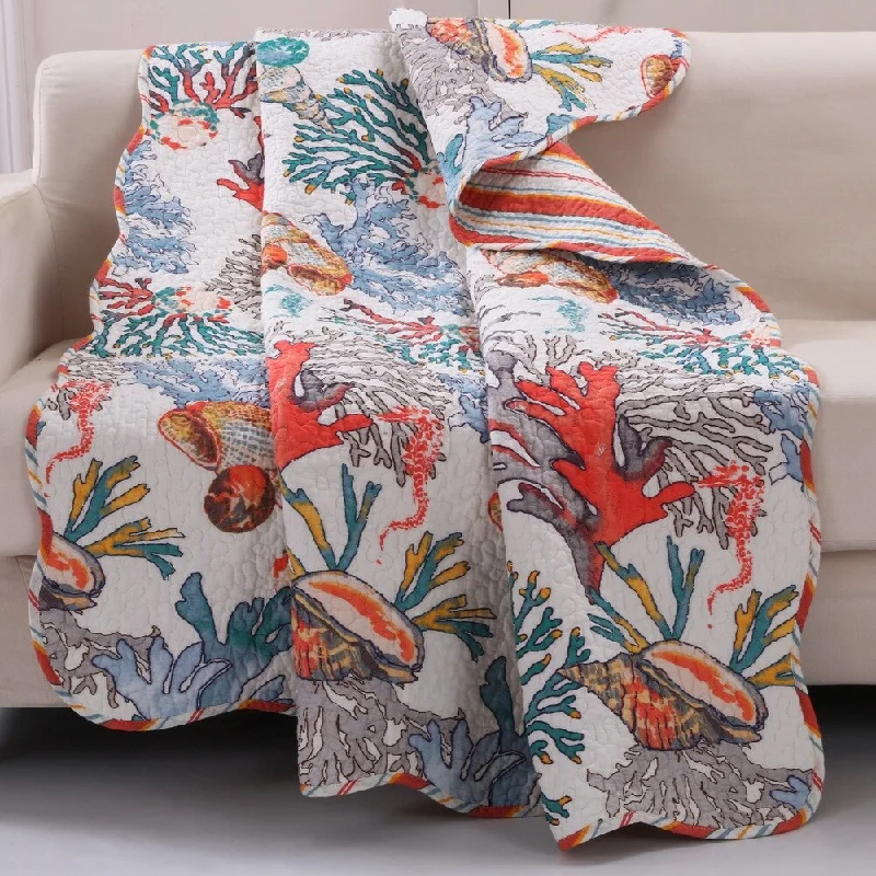Recycled polyester blankets for an eco - conscious optionGreenland Home Fashions Atlantis Coral Coastal Throw Blanket Recycled polyester blankets for an eco - conscious optionGreenland Home Fashions Atlantis Coral Coastal Throw Blanket
