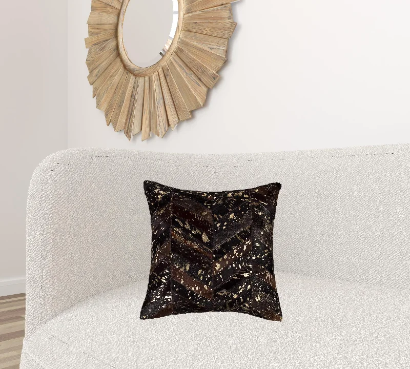 Cotton Pillows for Natural Comfort18" X 18" X 5" Chocolate And Gold  Pillow