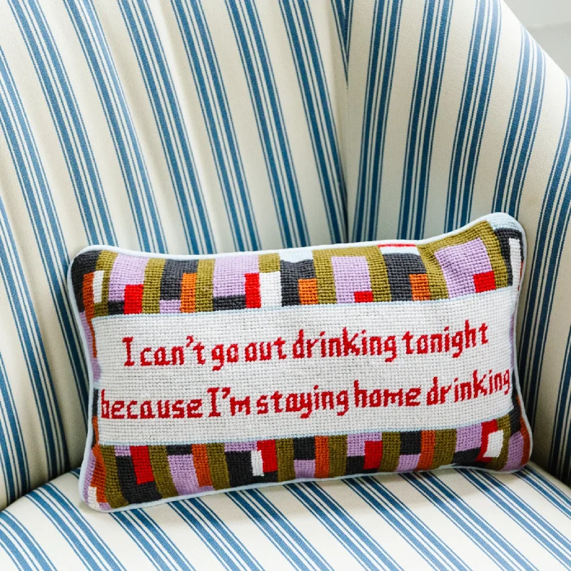 Back Support Pillows for Office ChairsCan't Go Out Needlepoint Pillow