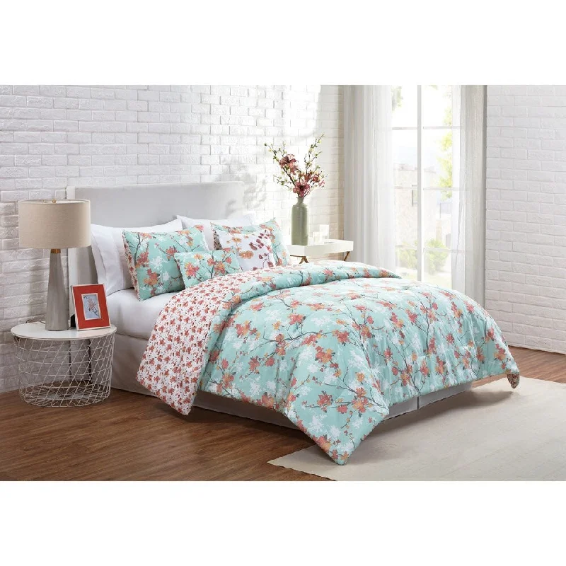 Queen - size comforters for standard queen - sized mattressesVCNY Home Jasmine Reversible Floral Comforter Set