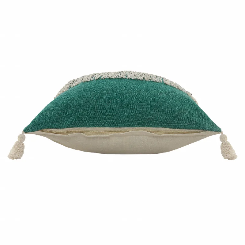 Lumbar Support Pillows for Car Seats20" X 20" Emerald Green And Off-White 100% Cotton Zippered Pillow