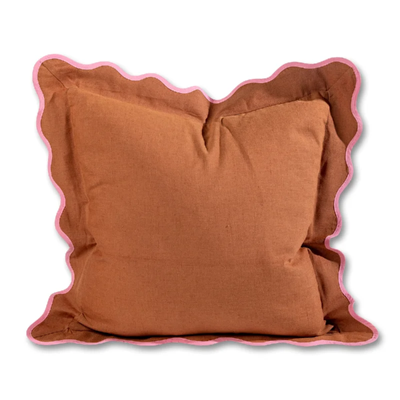 Travel Pillows for Long JourneysDarcy Linen Pillow - Rust + Light Pink