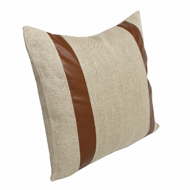 Velvet Pillows for a Touch of Elegance20" X 20" Beige And Brown Linen Striped Zippered Pillow