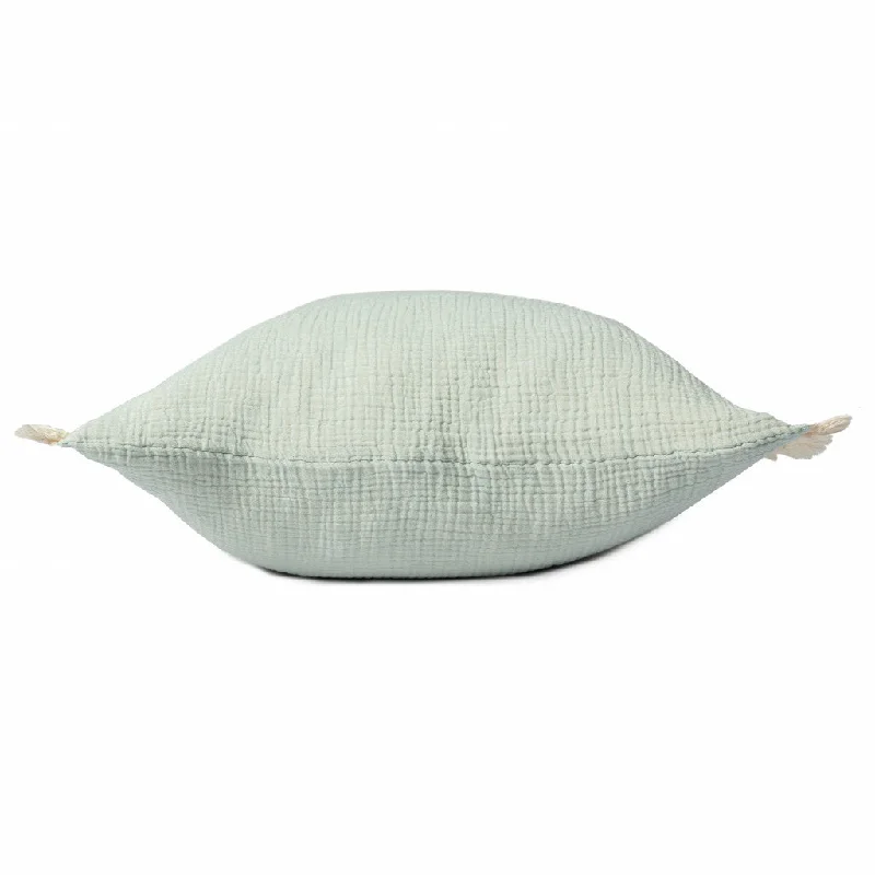 Down Alternative Pillows for Ethical Choices20" X 20" Aqua Blue And Cream 100% Cotton Zippered Pillow
