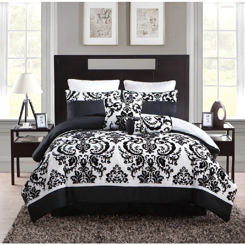 Synthetic - filled comforters like polyester for affordability and hypoallergenic propertiesVCNY Daniella Flocked 8-piece Comforter Set