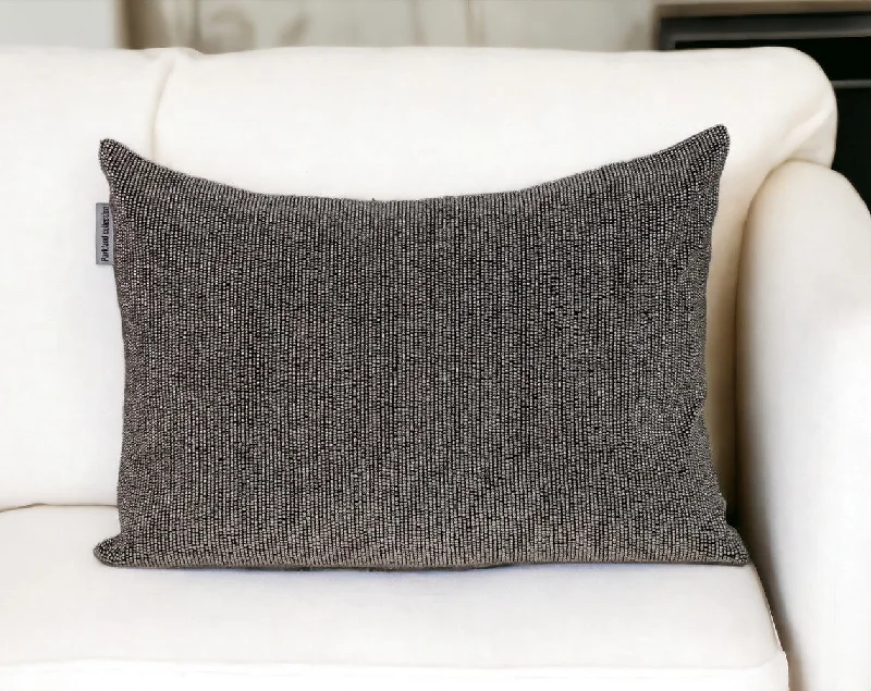 Kids Pillows with Fun DesignsShimmering Gray Beaded Luxury Throw Pillow