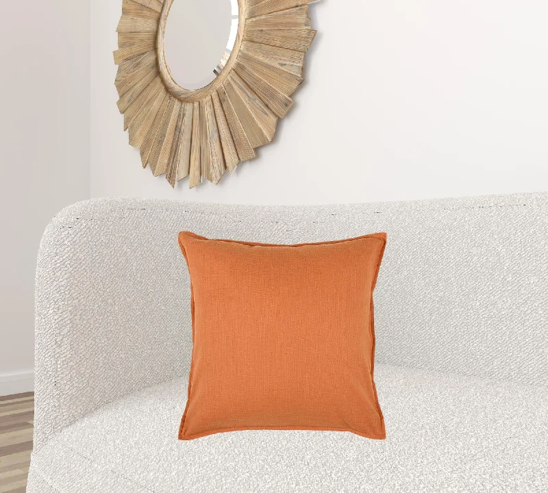 Cotton Pillows for Natural ComfortOrange Solid Color Flange Edge Throw Pillow