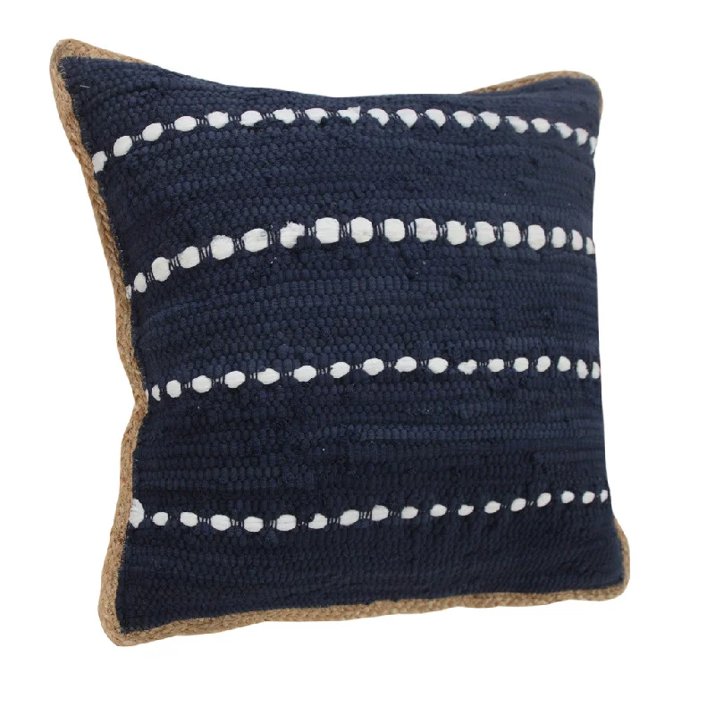 Velvet Pillows for a Touch of Elegance20" X 20" Blue and Beige Striped Cotton Blend Zippered Pillow