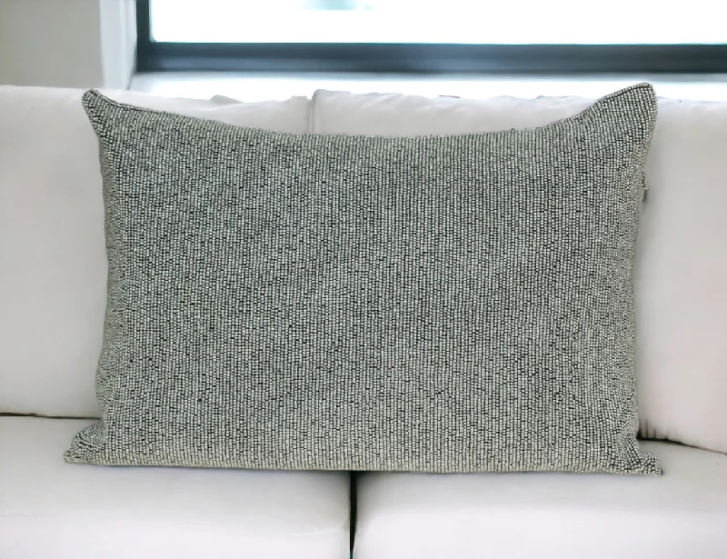Plush Pillows for a Cozy BedShimmering Silver Beaded Luxury Throw Pillow