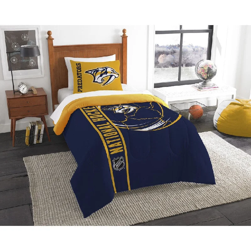 Duck down comforters with a softer feel and good warmth retentionThe Northwest Company Official NHL Nashville Predators Printed Twin 2-piece Comforter Set