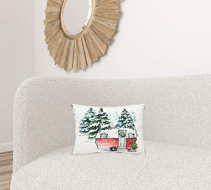 Cotton Pillows for Natural Comfort13" X 18" White Green And Red Zippered Polyester Christmas Holiday Van Throw Pillow Cotton Pillows for Natural Comfort13" X 18" White Green And Red Zippered Polyester Christmas Holiday Van Throw Pillow