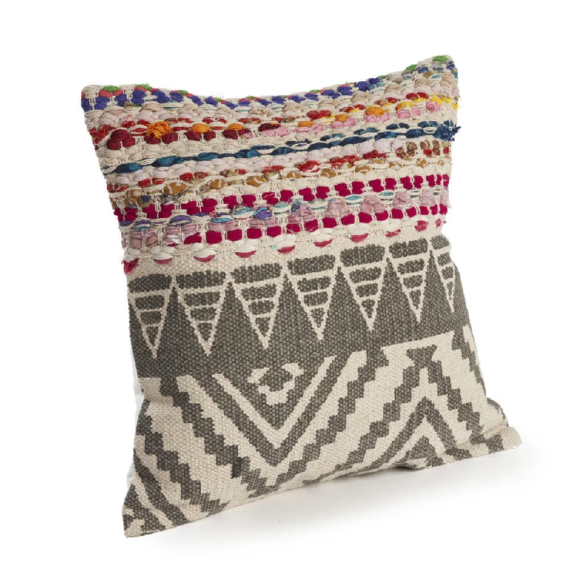 Firm Pillows for Side Sleepers18" X 18" Blue and Beige Geometric Cotton Blend Zippered Pillow