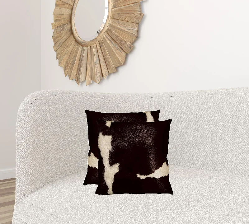 Velvet Pillows for a Touch of Elegance18" X 18" X 5" Chocolate And White Cowhide  Pillow 2 Pack