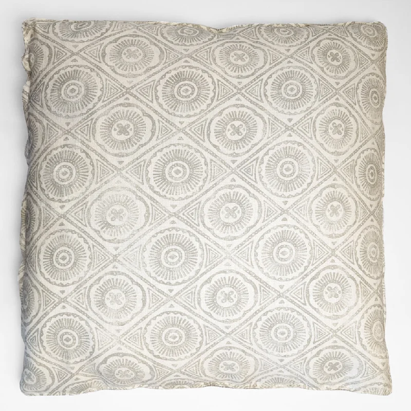 Round Pillows for Boho-Style InteriorsMaurishka Pinedo Grey Print Pillow I