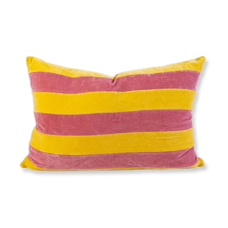 Orthopedic Pillows for Back Pain ReliefStriped Velvet Lumbar Pillow - Yellow + Light Pink - Case Only