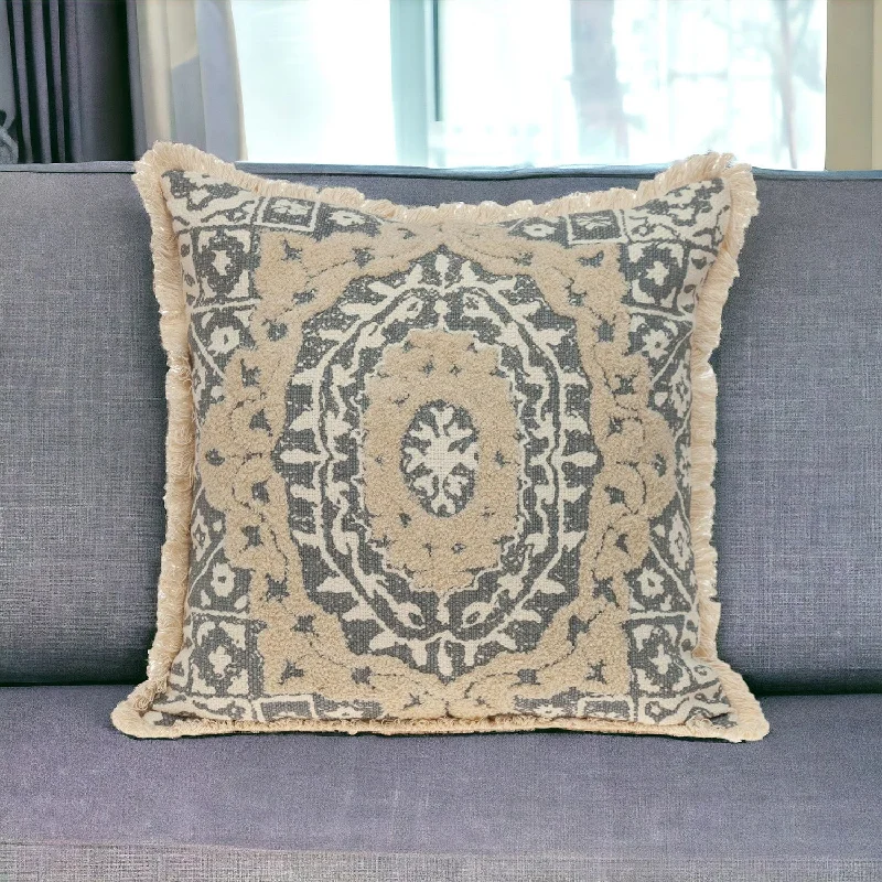 Firm Pillows for Side SleepersBoho Garland Beige and Gray Decorative Accent Pillow