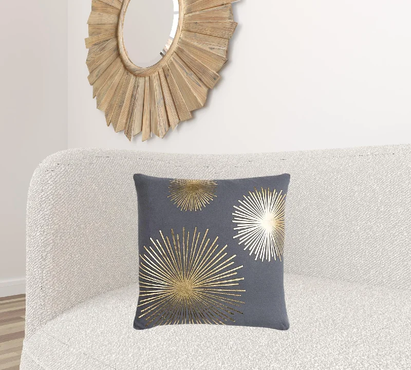 Soft and Fluffy Pillows for Bedroom ComfortGray Gold Metallic Sunburst Throw Pillow