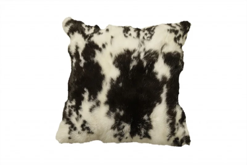 Lumbar Support Pillows for Car Seats18" X 18" Black And White Rabbit Zippered Natural Fur Animal Print Throw Pillow