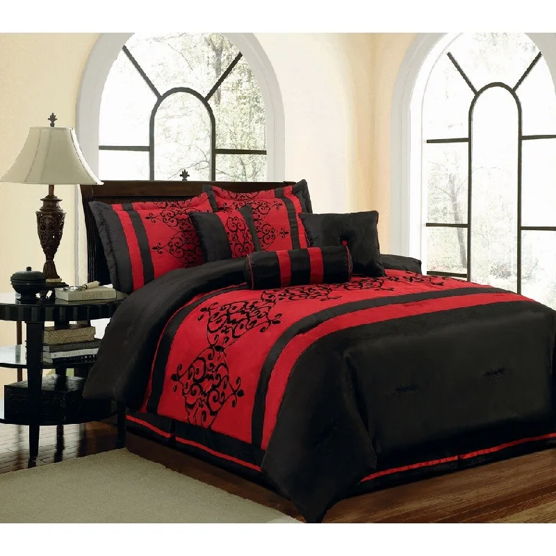 Full - size comforters suitable for full - sized beds in guest rooms or small bedroomsCatherine Flocking 7-piece Comforter Set