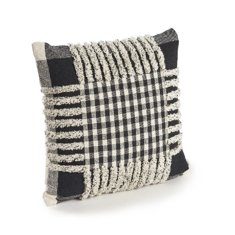 Adjustable Pillows for Customized Comfort18" X 18" Black and Off White Plaid Cotton Zippered Pillow Adjustable Pillows for Customized Comfort18" X 18" Black and Off White Plaid Cotton Zippered Pillow