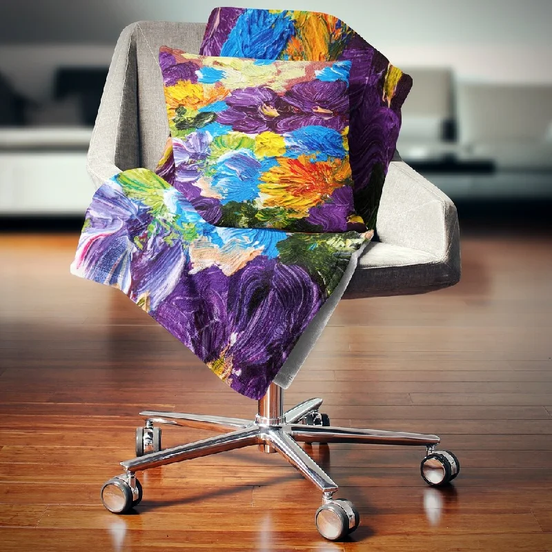 Cotton blankets for breathability and a lightweight feelDesignart 'Heavily Textured Abstract Flowers' Abstract Throw Blanket Cotton blankets for breathability and a lightweight feelDesignart 'Heavily Textured Abstract Flowers' Abstract Throw Blanket