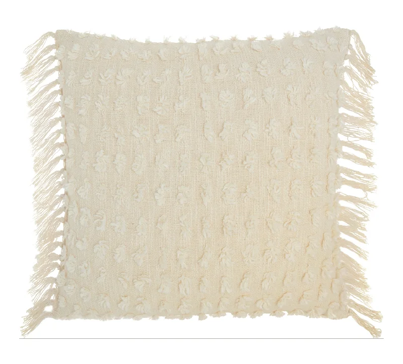 Soft and Fluffy Pillows for Bedroom ComfortCream Tufted Fringe Pillow