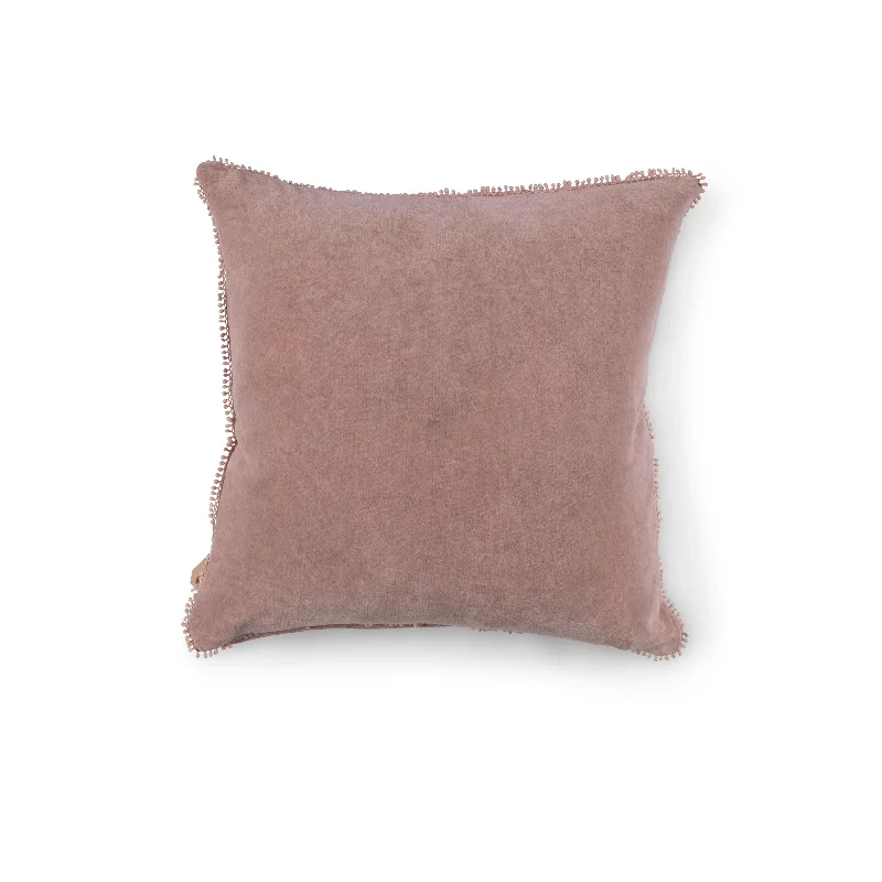 Travel Pillows for Long JourneysBlush Velvet Pillow With Poms - 22"x22
