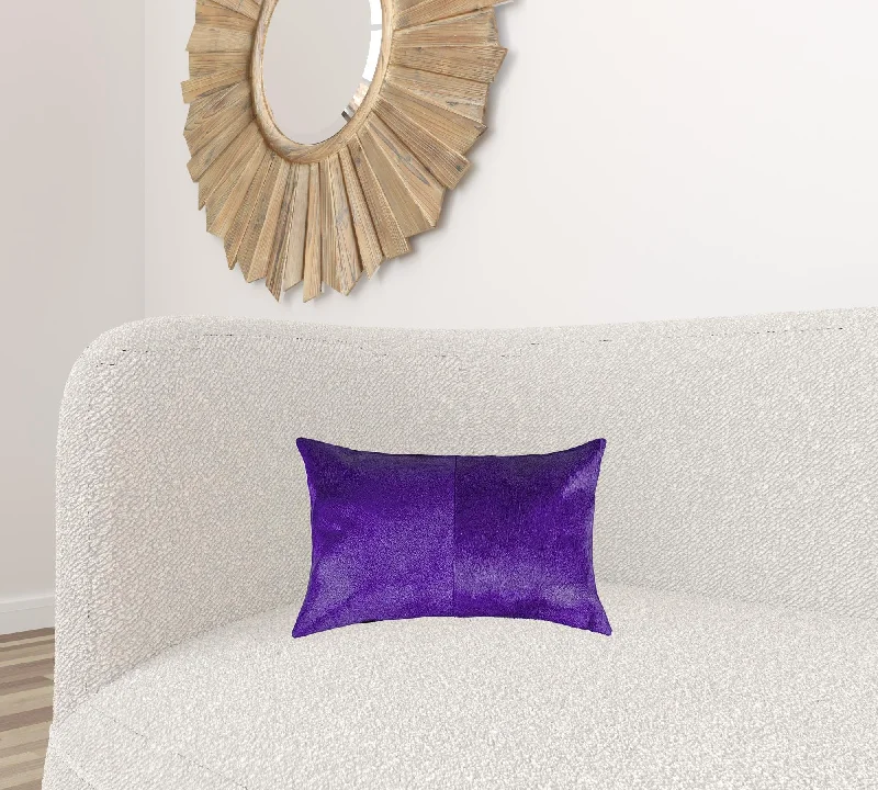 Down Alternative Pillows for Ethical ChoicesHand Stitched Purple Natural Cowhide Decorative Lumbar Pillow Down Alternative Pillows for Ethical ChoicesHand Stitched Purple Natural Cowhide Decorative Lumbar Pillow