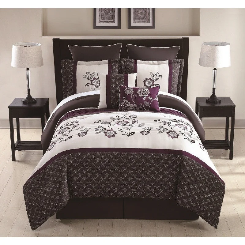 Latex - filled comforters with a bouncy texture and good supportMatilda Embroidered 8-piece Comforter Set
