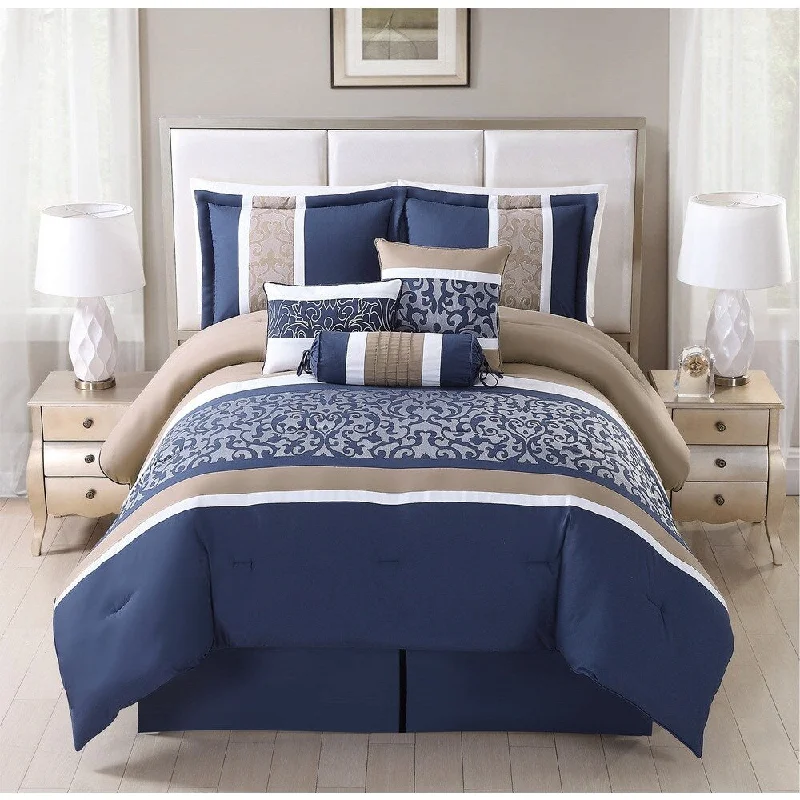 Queen - size comforters for standard queen - sized mattressesAlondra 7-piece Damask Comforter set