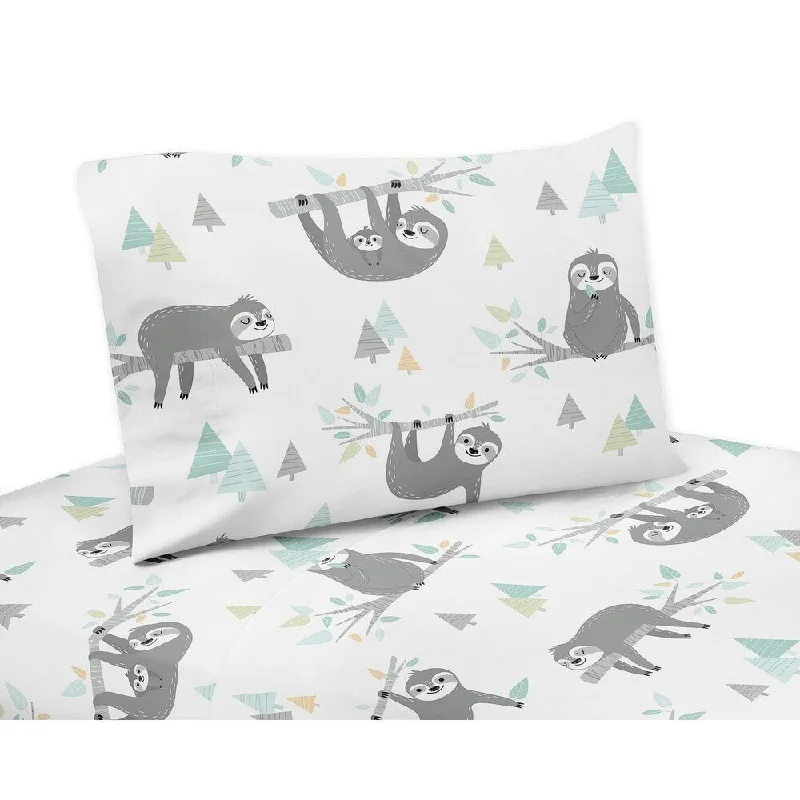 Sweet Jojo Designs Blue and Grey Jungle Sloth Leaf Collection 3-piece Twin Sheet Set - Turquoise Gray Green Botanical Rainforest Sweet Jojo Designs Blue and Grey Jungle Sloth Leaf Collection 3-piece Twin Sheet Set - Turquoise Gray Green Botanical Rainforest