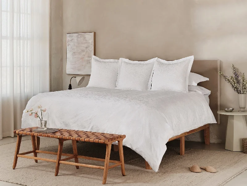 Heritage Organic Percale Jacquard Duvet Set