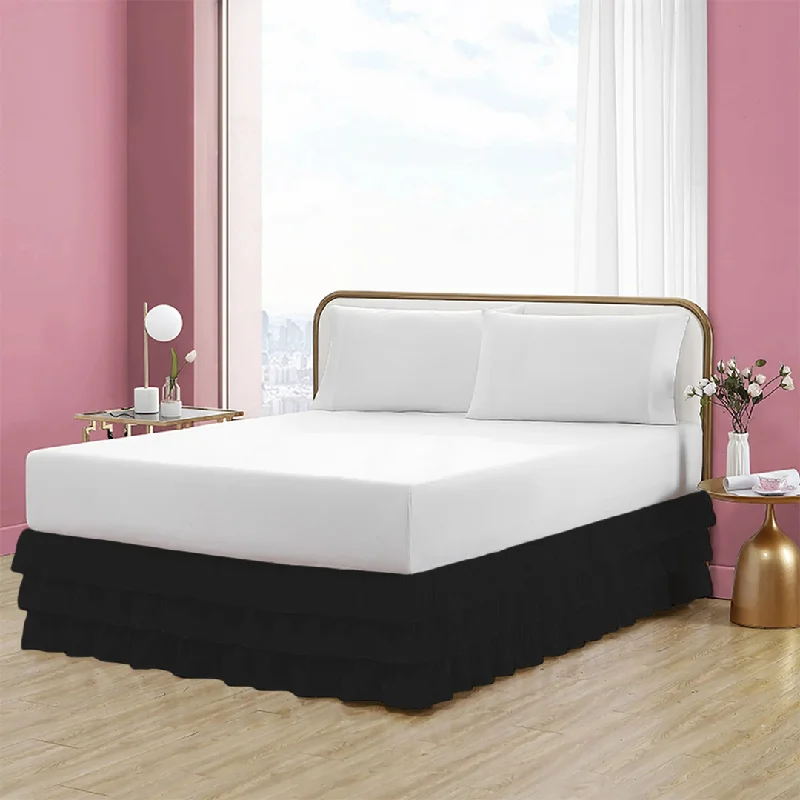 Floral - printed bed skirts for a feminine touchBlack Multi Ruffle Bed Skirt Bliss Solid Floral - printed bed skirts for a feminine touchBlack Multi Ruffle Bed Skirt Bliss Solid