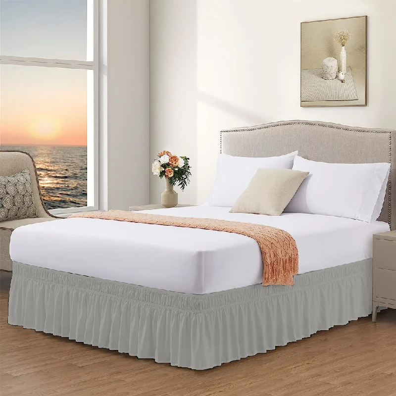Bed skirts with a satin finish for a shiny appearanceLight Grey Wrap Around Bed Skirt Solid Bliss Sateen Bed skirts with a satin finish for a shiny appearanceLight Grey Wrap Around Bed Skirt Solid Bliss Sateen