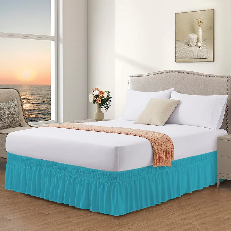 Bed skirts with a plaid pattern for a traditional styleTurquoise Wrap Around Bed Skirt Comfy Sateen