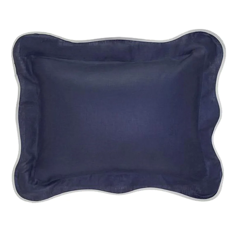Navy & Gray Linen Boudoir Sham