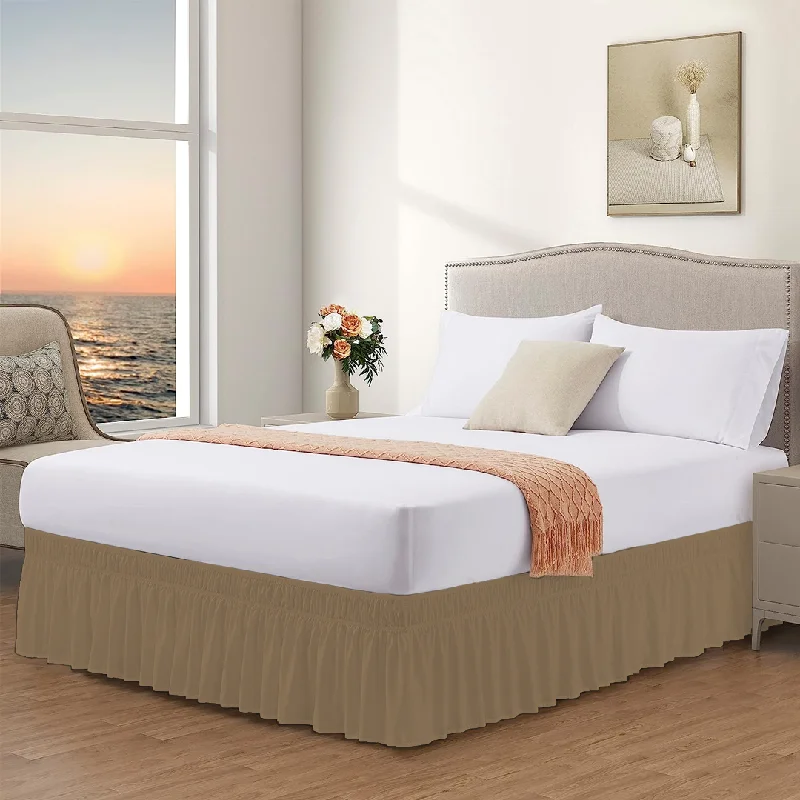 Bed skirts in pastel shades for a delicate lookTaupe Wrap Around Bed Skirt Solid Bliss Sateen