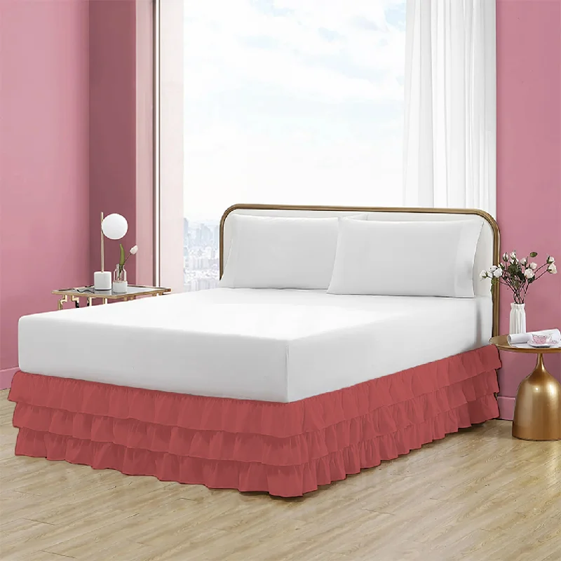 Bed skirts with a unicorn - themed print for kids' bedsBrick Red Multi Ruffle Bed skirt Comfy Solid