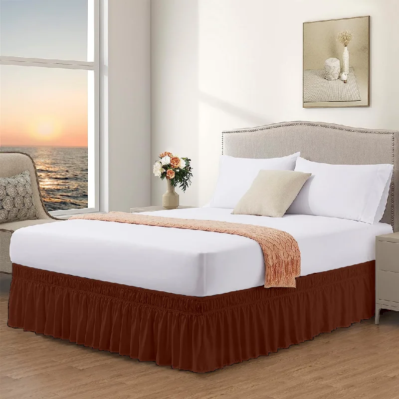 Checkered bed skirts for a classic patternBurgundy Wrap Around Bed Skirt Solid Comfy Sateen