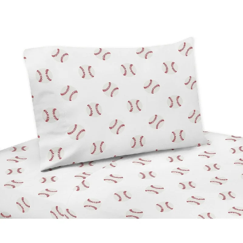 Sweet Jojo Designs Red and White Baseball Patch Sports Collection 3-piece Twin Sheet Set Sweet Jojo Designs Red and White Baseball Patch Sports Collection 3-piece Twin Sheet Set