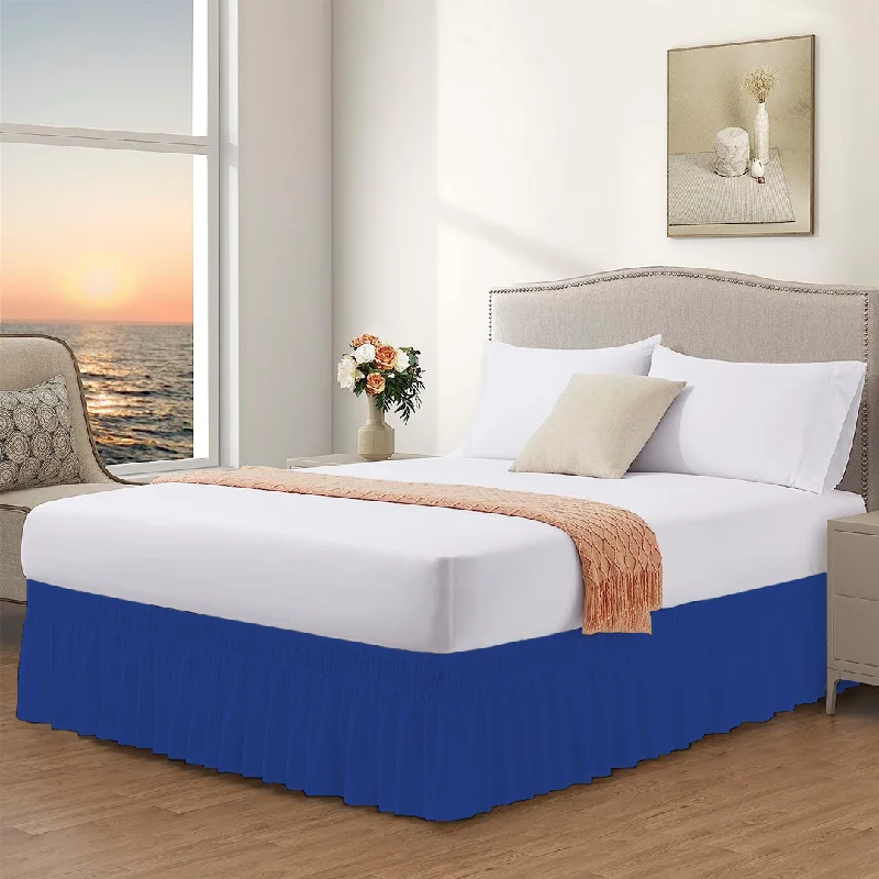 Full - size bed skirts with a gathered fabricRoyal Blue Wrap Around Bed Skirt Solid Comfy Sateen
