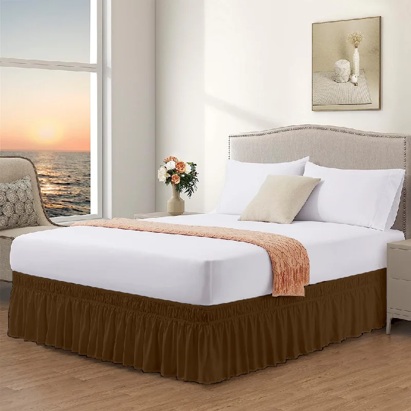 Twin - size bed skirts for a single bedChocolate Wrap Around Bed Skirt Solid Bliss Sateen