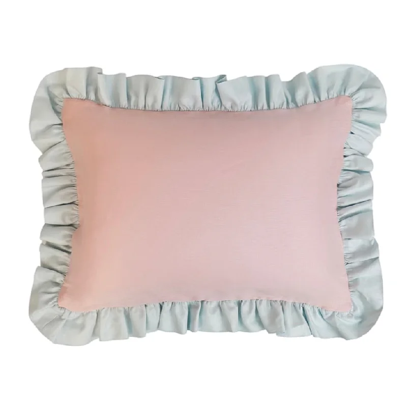 Pale Pink + Soft Blue Ruffle Boudoir Sham