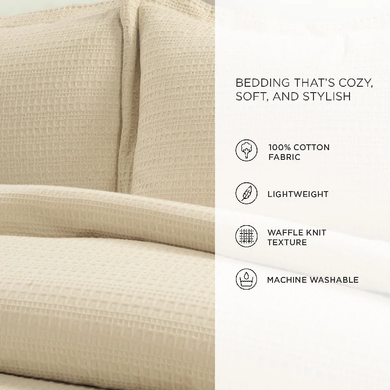 Lush Decor Haniya Solid Waffle Woven Cotton Textured Comforter Set