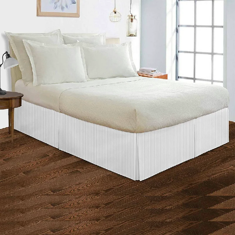 Bed skirts with a multi - colored patternWhite Striped Bed Skirt (Bliss 400 TC)