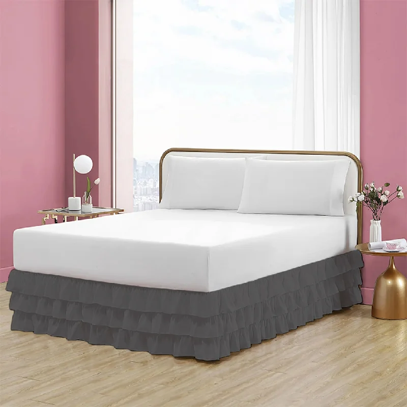 Bed skirts with a child - friendly printDark Grey Multi Ruffle Bed Skirt Bliss Solid Bed skirts with a child - friendly printDark Grey Multi Ruffle Bed Skirt Bliss Solid