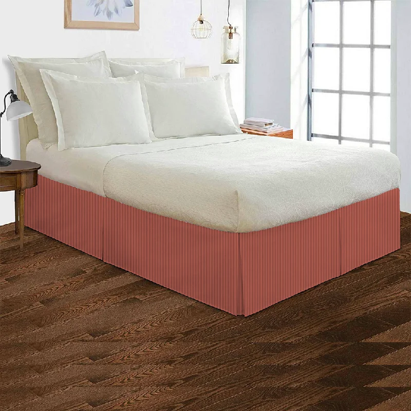 Bed skirts with a scalloped hem for a charming detailBrick Red Stripe Bed Skirt Comfy Sateen