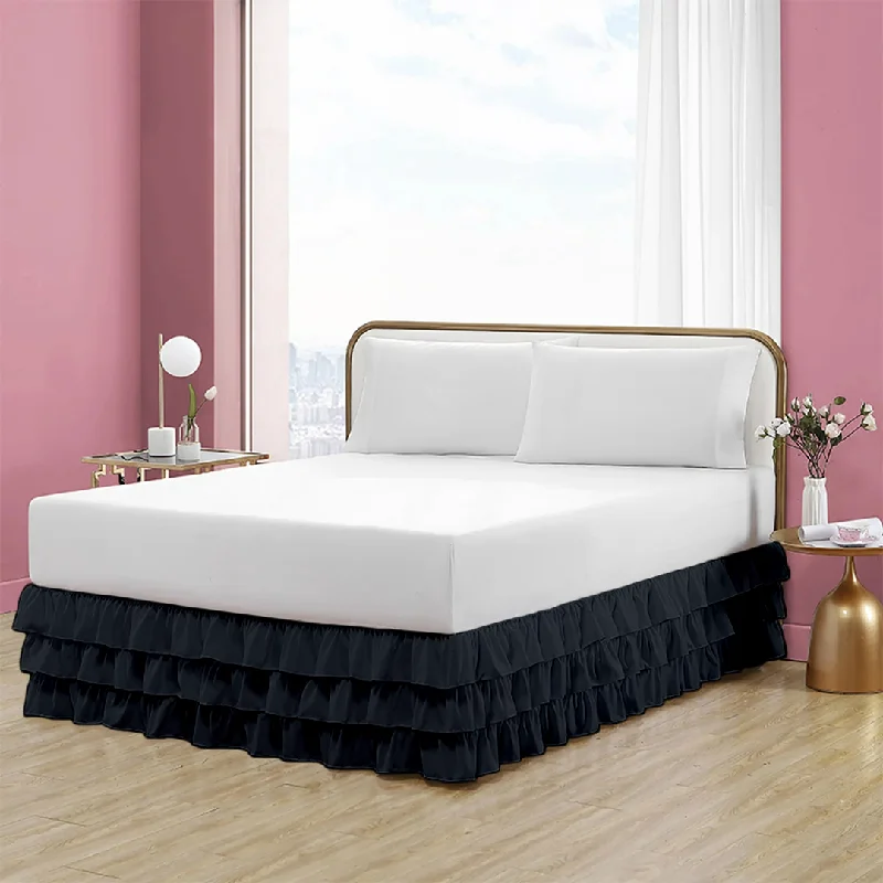 Bed skirts with a metallic thread for a touch of glamourNavy Blue Multi Ruffle Bed Skirt Bliss Solid Bed skirts with a metallic thread for a touch of glamourNavy Blue Multi Ruffle Bed Skirt Bliss Solid
